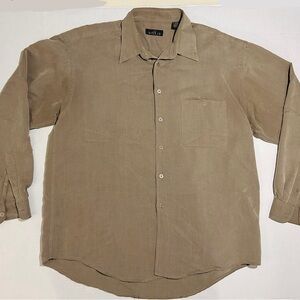 Gillio Textured Long Sleeve Casual Button Up Shirt Men's XL Tan Brown Travel